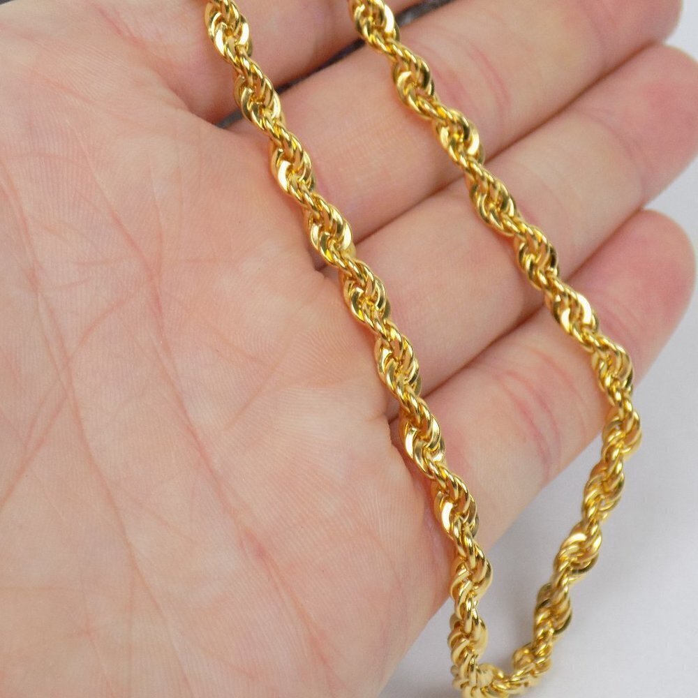 vintage twisted rope gold chain layering necklace